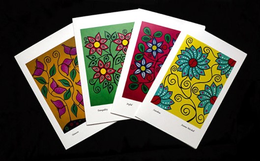 All four art cards by Joanne Mitchell available for sale at the Aylmer Museum.