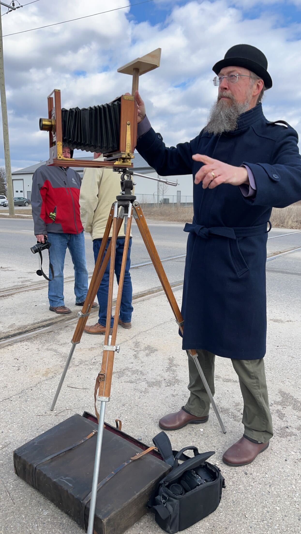 Museum Finance Chair Dan Reid, ready to capture period-appropriate photographs