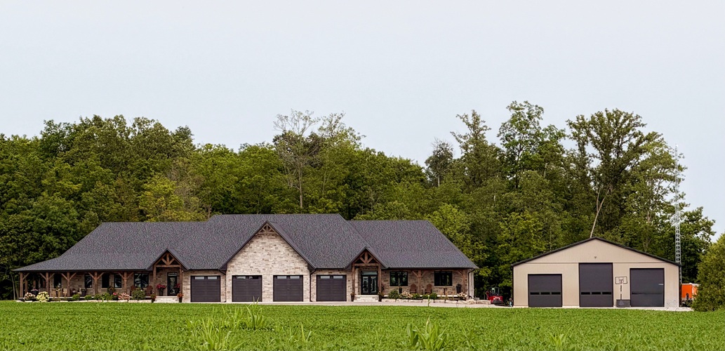A single-level house divided into two homes with a shared garage