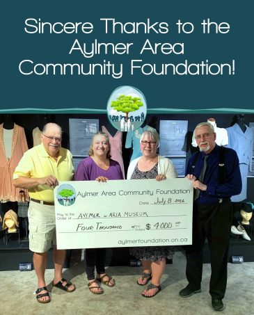 Sincere Thanks to the Aylmer Area Community Foundation!
